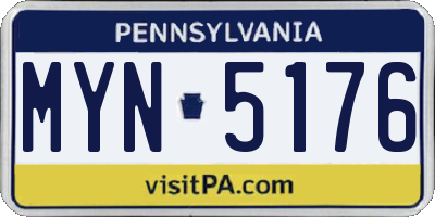 PA license plate MYN5176