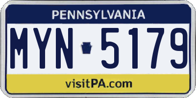 PA license plate MYN5179