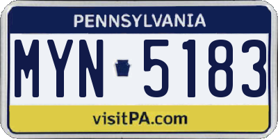 PA license plate MYN5183