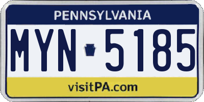 PA license plate MYN5185