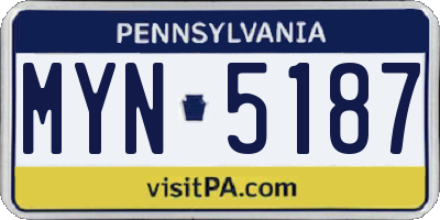 PA license plate MYN5187