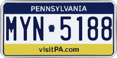 PA license plate MYN5188