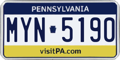 PA license plate MYN5190