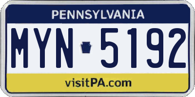 PA license plate MYN5192