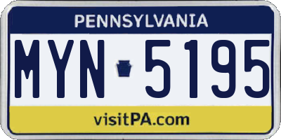 PA license plate MYN5195