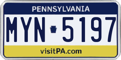 PA license plate MYN5197