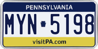 PA license plate MYN5198