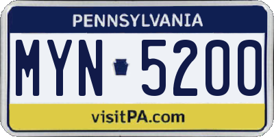 PA license plate MYN5200
