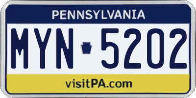 PA license plate MYN5202