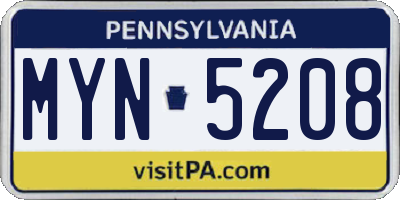 PA license plate MYN5208
