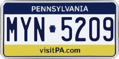 PA license plate MYN5209