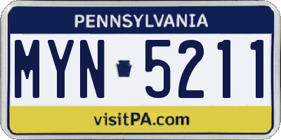 PA license plate MYN5211