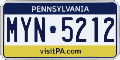 PA license plate MYN5212