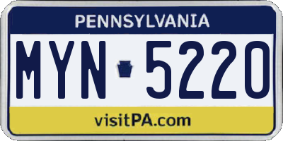 PA license plate MYN5220