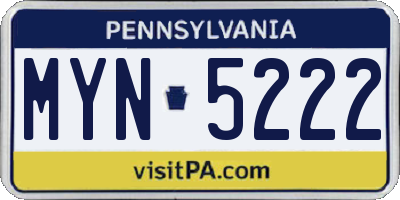 PA license plate MYN5222