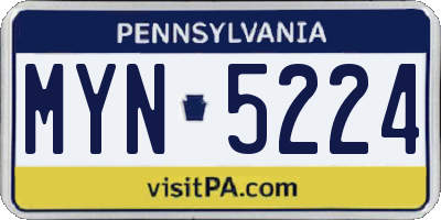 PA license plate MYN5224