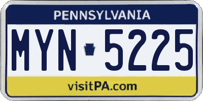 PA license plate MYN5225