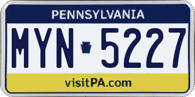 PA license plate MYN5227