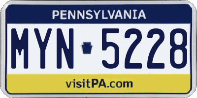 PA license plate MYN5228