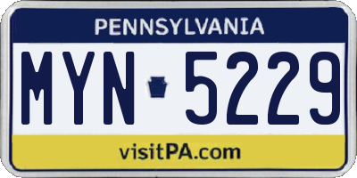 PA license plate MYN5229