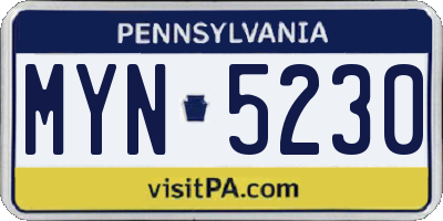 PA license plate MYN5230