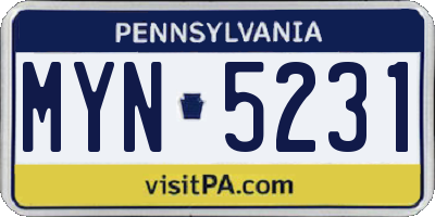 PA license plate MYN5231