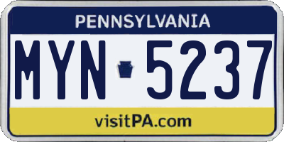 PA license plate MYN5237