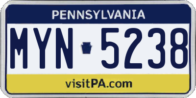 PA license plate MYN5238