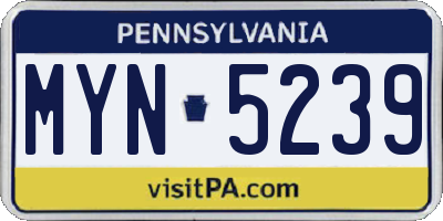 PA license plate MYN5239