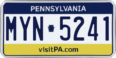 PA license plate MYN5241
