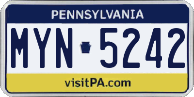 PA license plate MYN5242