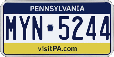 PA license plate MYN5244