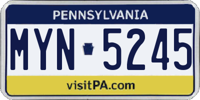 PA license plate MYN5245