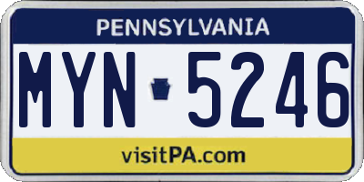 PA license plate MYN5246