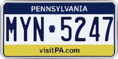 PA license plate MYN5247