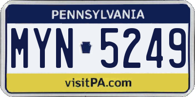 PA license plate MYN5249