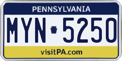 PA license plate MYN5250