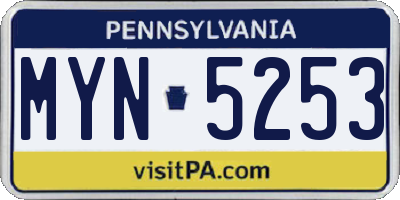 PA license plate MYN5253
