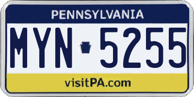 PA license plate MYN5255