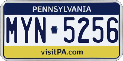 PA license plate MYN5256