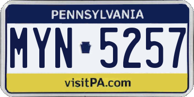 PA license plate MYN5257