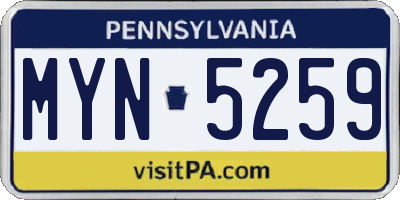 PA license plate MYN5259