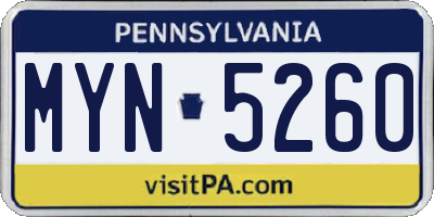 PA license plate MYN5260