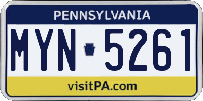 PA license plate MYN5261