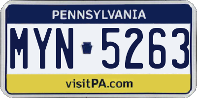 PA license plate MYN5263
