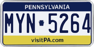 PA license plate MYN5264