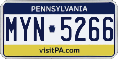 PA license plate MYN5266