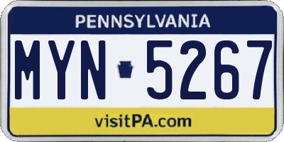PA license plate MYN5267