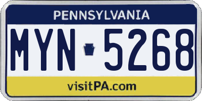 PA license plate MYN5268