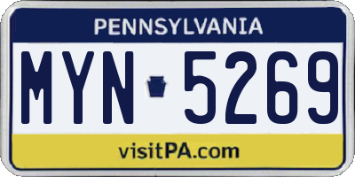 PA license plate MYN5269
